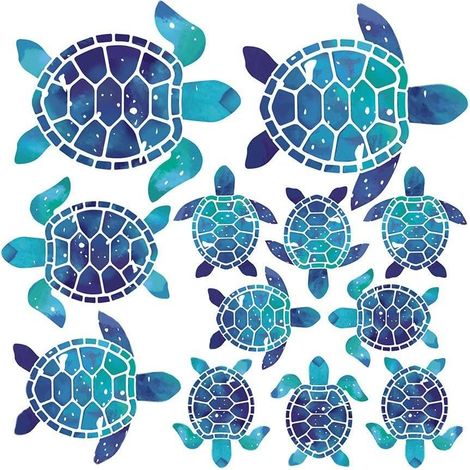 Stickers Muraux Autocollant Mural Bleu 12 Tortues Pour Salon, Chambre À Coucher, Couloir, Réfrigérateur, Chambre D'Enfant, Autocollant Mural Amovible (1/5)