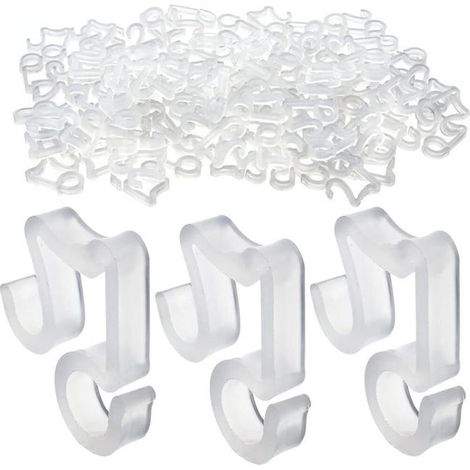 Lot de 100 Blanc Plastique Crochets à Suspendre pour Guirlande Lumineuse de Noël Bardeau de Gouttière Crochets Extérieurs (1/5)