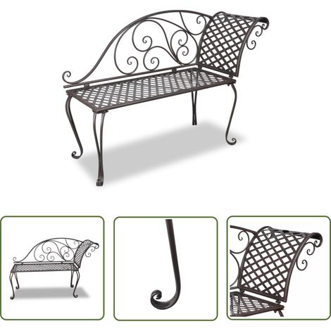 Bain de soleil 128 cm Moderne - Transat - Fauteuil de jardin relax - Acier Antique Marron Chic-893460 (1/5)