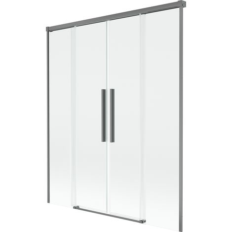 Mexen Rox paravento per vasca da bagno a 2 ante scorrevoli 140 x 150 cm, trasparente, metallo canna da fucile - 8C9-140-002-95-