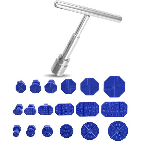 Kit Débosselage sans Peinture Avec 18 Cales et 1 Extracteur de Bosses de Type T Debosselage Carrosserie Adapté pour éLiminer les Bosses de Voiture, les Bosses de Porte et les Bosses de Carrosserie (1/5)