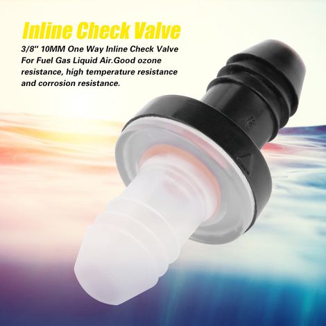 Clapet anti-retour unidirectionnel en ligne 3/8" 10 mm pour carburant, gaz, liquide, air (coque en PP/joint en silicone)