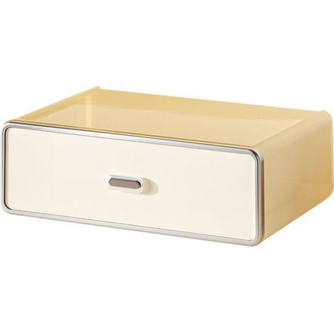 Stapelbare Kosmetikbox aus PET mit Schubladen, platzsparend, Make-up-Organizer für Arbeitsplatte oder Schlafzimmer, cremeweiß (1/5)