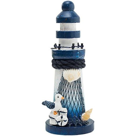 1 Stück Leuchtturm-Ornament aus Holz im mediterranen Stil, exquisite, einzigartige Leuchtturm-Statue mit Meeresmotiv, Heimdekoration (Stil: Seevogel)-135cm (1/4)