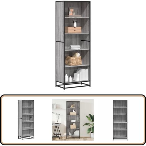 vidaXL Bibliothèque sonoma gris 60x35x170,5 cm bois d'ingénierie (1/5)