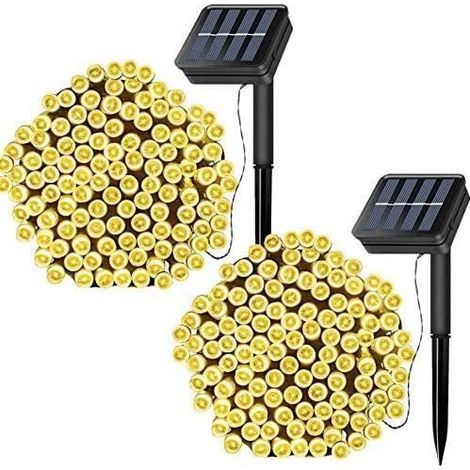 Solar-Lichterkette - Set mit 2 Stück - 200 LEDs - Wasserdicht - 8 Beleuchtungsmodi
