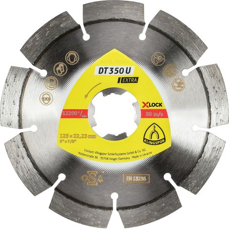 Disques à tronçonner diamantés DT 350 U EXTRA 350463 pour meuleuse d'angle pour matériaux de chantier, béton, classe Extra 115 mm x 2,4 mm x 22,23 mm (1/3)