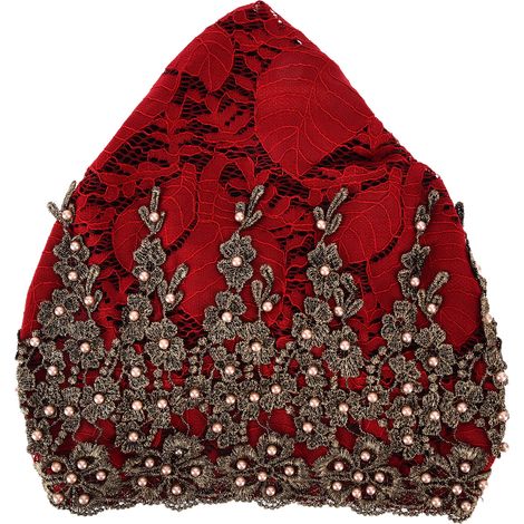 Retro-Turban-Schal für Damen mit Stickerei und Perlen, moderner brauner Stil (1/5)