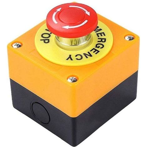 Bouton d'arrêt d'urgence à champignon rouge 10 A / 660 V – 1 contact NO + 1 contact NC – montage mural facile