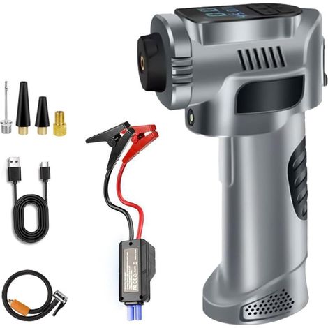 Trade Shop - Tragbarer Luftkompressor 4in1 8000 mAh drahtlose elektrische Pumpe mit Auto-Notlicht - (1/5)