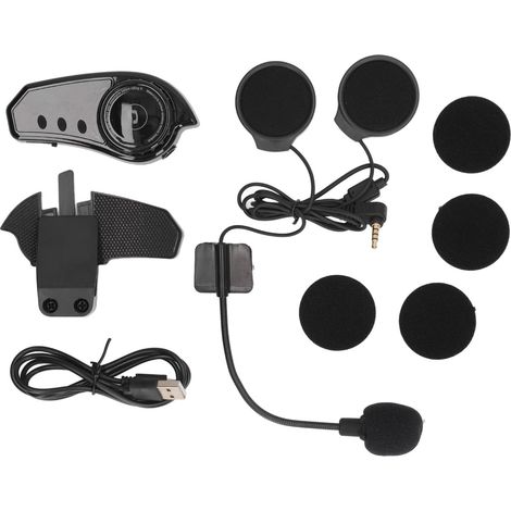 Casque moto Bluetooth stéréo 800mAh IP67 étanche, haut-parleurs pour casque avec support appel mains libres, écouteurs waterproof (1/5)