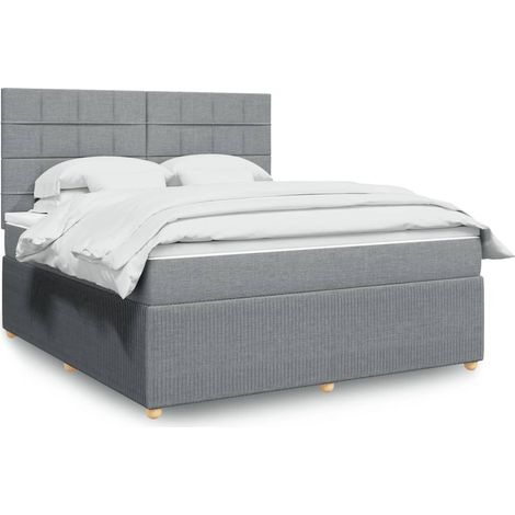 Cama box spring con colchón tela gris claro 180x200 cm vidaXL (1/5)