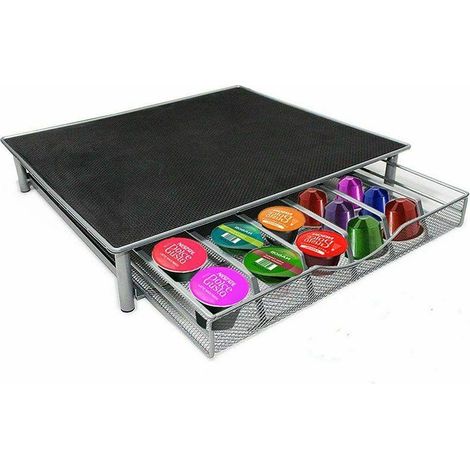 Dolce Gusto Coffee Pod Holder,Stacking 36 Capsule Coffee Pod Storage Drawer,Stainless Steel Frame With Anti Vibration Non Slip Surface,dolce gusto coffee pod stand in Black (1/5)