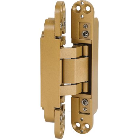 Charnières de porte réglables à angle d'ouverture de 180 degrés, charnière pliante 3D avec vis à clé hexagonale pour porte en bois, 40 kg, or