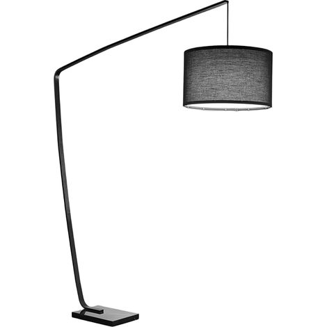 Lampadaire Arc En Métal Noir, Base En Marbre, Design Moderne Avec Abat-Jour, Hauteur 215 Cm, Culot E27 Max 40W - Perenz Parigi 6304 N Black (1/2)