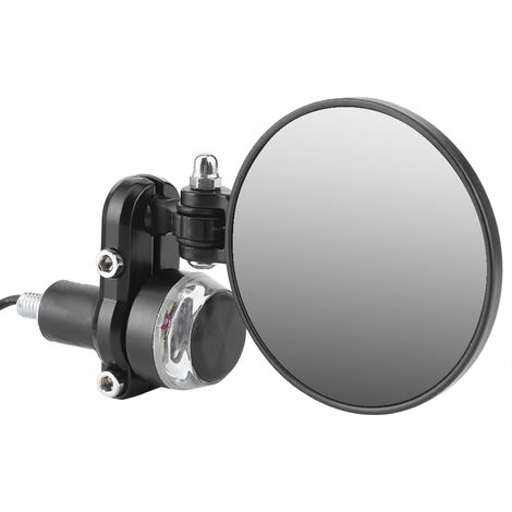 2 rétroviseurs rétro pliables à LED pour motos (rétroviseurs de guidon, rétroviseurs ronds pliables, clignotants à LED intégrés)