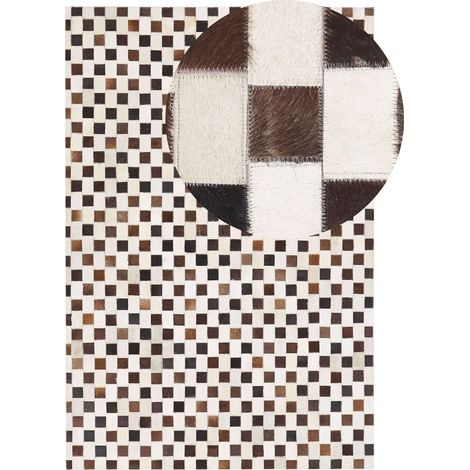 Teppich KAYABEY Beige 160 x 230 cm Echtleder