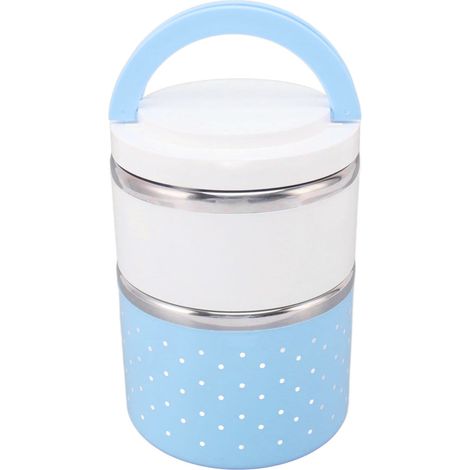 Boîte à lunch isotherme en acier inoxydable – Double couche grand modèle – Bleue – Étanche et portable (1/5)