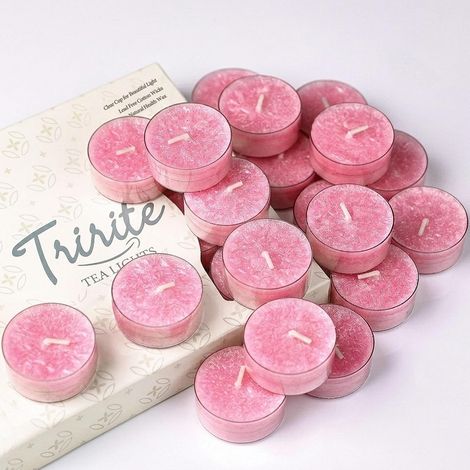 Bougies chauffe-plat non parfumées, 5 heures de combustion, bougies chauffe-plat roses nacrées, sans paraffine, sans fumée, bougies votives pour mariage, douche de bébé, 12 pièces (1/5)