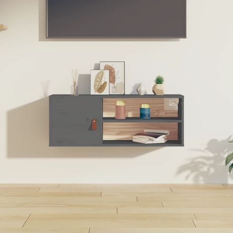 Armoire murale, Meuble Haut, Armoire Etagère de rangement Gris 80x30x30 cm Bois de pin massif HYB75719 (1/5)