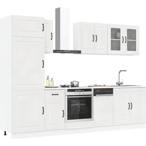Conjunto de armarios de cocina de 8 piezas "Kalmar" de, madera de ingeniería blanca brillante vidaXL (1/5)