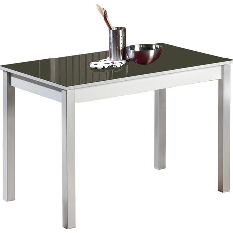 Mesa fija 90x50 Grafito Table de Cuisine, Métal Verre Bois, Gris Graphite, 90x50cm (1/2)