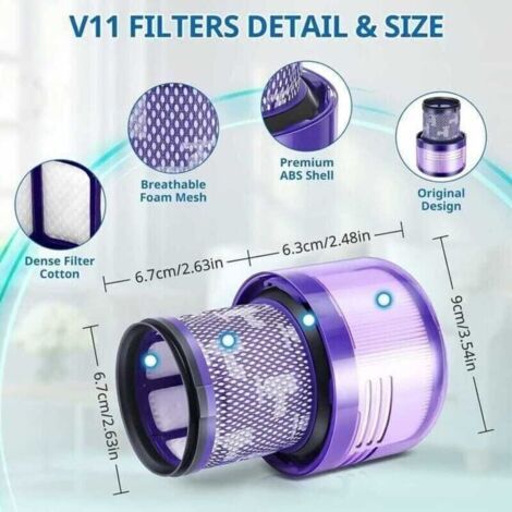 NALOOKAMIC  Filtres pour Dyson V11 Absolute Extra Pro, V15 Detect sans fil Aspirateur SV14 SV17 SV22 Hepa Filtre de Remplacement Lavable Remplace (1/3)