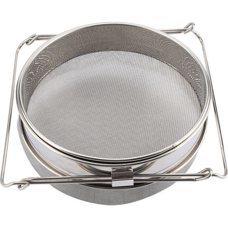 Grand tamis/passoire/filtre à miel en acier inoxydable à double couche avec bras réglables (1/5)
