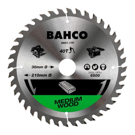 Lame de scie circulaire Ø190 mm 40 dents pour le bois - BAHCO 8501-15F (1/2)