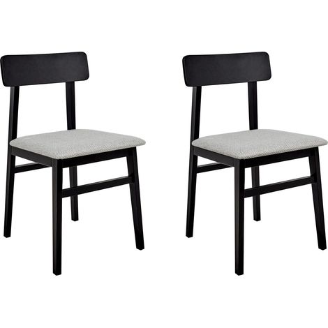 Set di 2 sedie da pranzo con seduta in tessuto Grigio Chiaro e struttura in legno nero Stacy