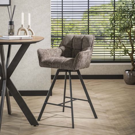 Set mit 2 Barhockern, Lino-Chenille-Stoff, kräftiges Taupe,