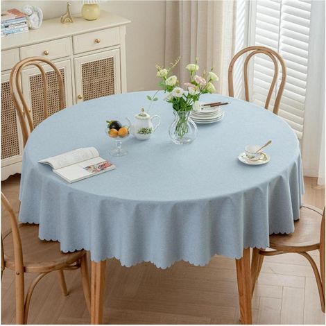 Nappe ronde 180 cm Bleu clair, antitache et imperméable