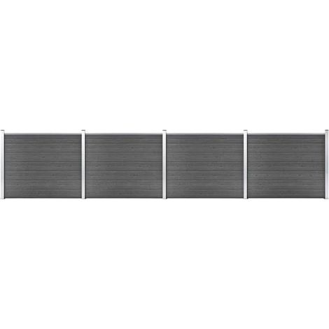 Ensemble de panneaux de clôture WPC 699 x 146 cm noir