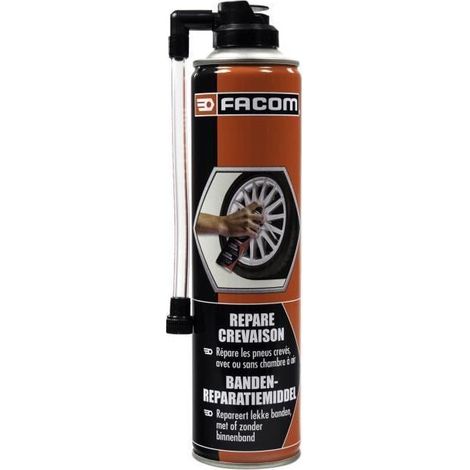 Facom – Bombe anti-crevaison 400 ml – Répare crevaison tous temps – Compatible pneus jusqu'à 195 mm – Pour pneus gonflés à l'azote