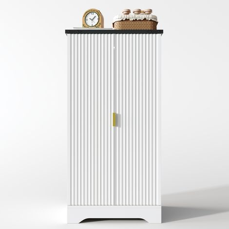 Armario despensa alto de cocina con luz LED y especiero, blanco, 120 x 60,5 x 40 cm (1/5)