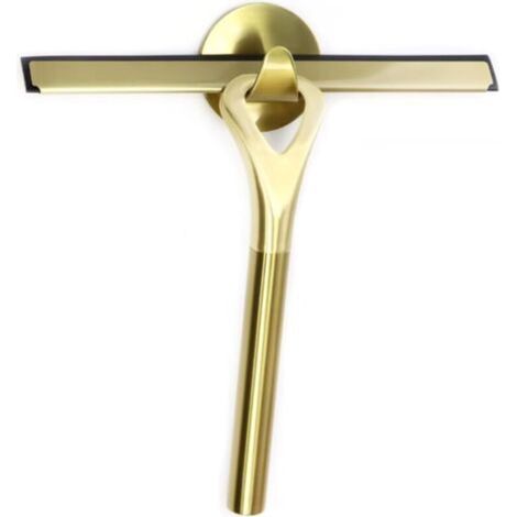 Gold stainless steel shower squeegee – portable scraper for glass, shower doors and windows, with included wall hook
