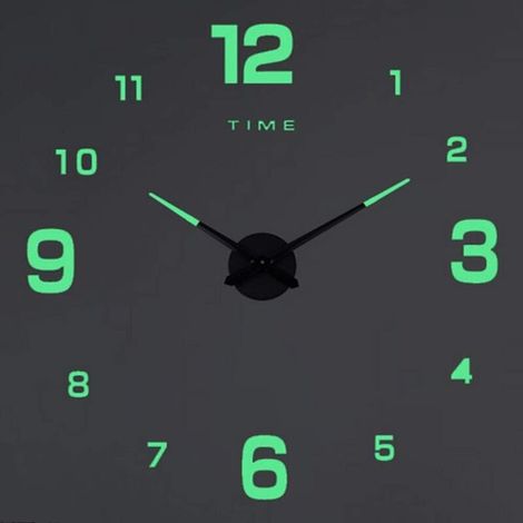 Moderne, leise, leuchtende Wanduhr mit selbstklebendem 3D-Acrylglas