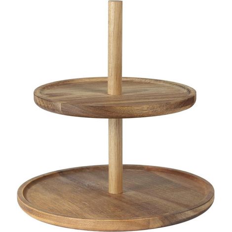 Présentoir 2 Étages en Bois "Acacia" 25cm Naturel (1/2)