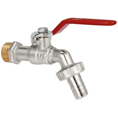 QORVA-Robinet de jardin 1/2" avec adaptateur : Robinet en laiton résistant au gel (-10 °C) et aux hautes températures (120 °C). (1/5)