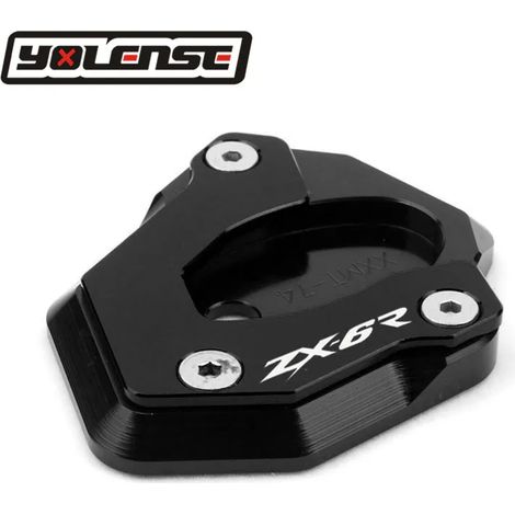 (Noir - ZX6R) Compatible avec les motos KAWASAKI ZX-6R, ZX-10R, ZX6R, ZX10R et ZX 6R. Béquille latérale CNC, extension et support pour une meilleure stabilité. (1/3)