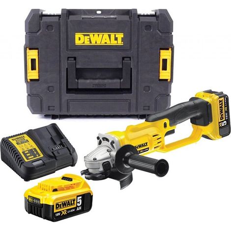 Dewalt DCG412P2 18v XR 125mm Cordless Angle Grinder Kit - 2 x 5ah Battery, Charger & Tstak II Case
