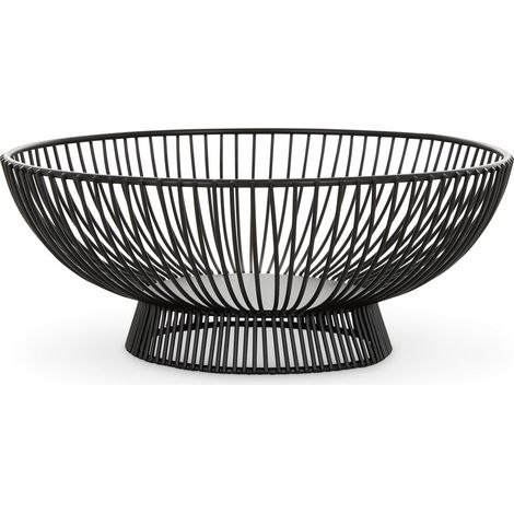 Schwarze Obstschale aus Metall, 25 x 10 cm – Elegant und schlicht, ideal für Wohnzimmer oder Küche – Robuste und dekorative Obstschale (1/5)
