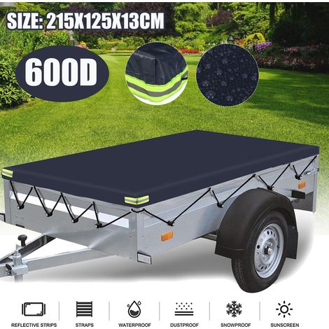 600D 215 x125x13cm Trailer Cover 7x4 ft Heavy Duty Waterproof Windproof Deep Blue (1/5)