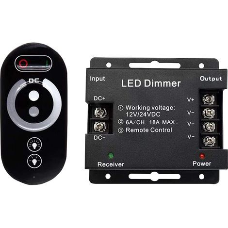 Variateur tactile sans fil LED 12 V - 12 V CC avec télécommande pour toutes les lampes LED à intensité variable CC - Variateur tactile sans fil 18 A (1/5)