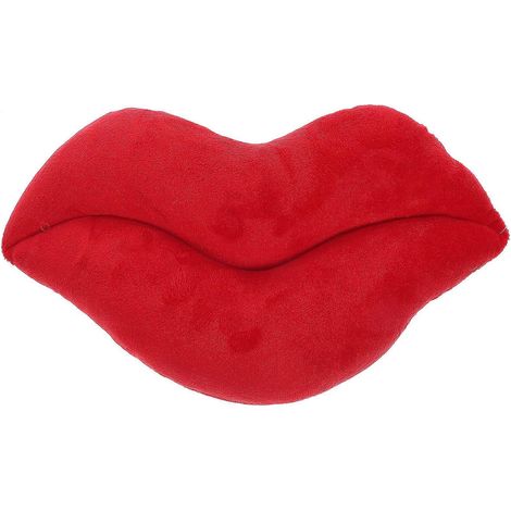 Coussin décoratif de 30 cm pour canapé, lèvres rouges pulpeuses et sexy, cadeau pour couple, coussin court en peluche garni de coton PP (rouge)-Red (1/4)