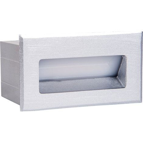 Aplique Led Exterior Empotrar Rectángulo Plata 3W 3000K Luz Cálida IP54