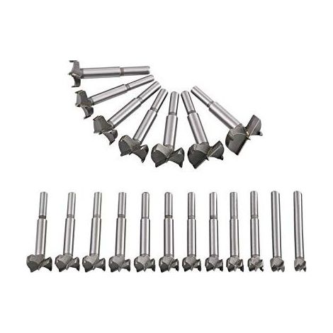 19-teiliges Holzbohrer-Set (10 mm – 40 mm) mit Hartmetall-Holzfräsern, zum Einbau von runden Holztüren und -schubladen, zum Formen von Holz für saubere, flache Bohrlöcher in Holz (1/5)