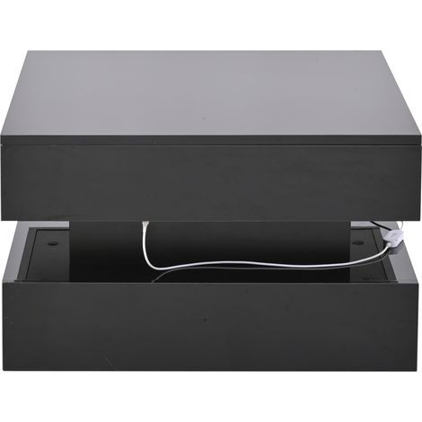 Mesa de centro elevable 65 x 65 x 38,5 cm negro aglomerado con LED y 2 cajones HOMVRA (1/5)
