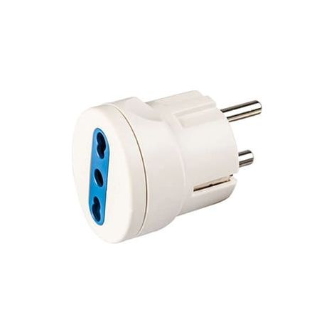Adaptateur de prise Schuko avec prise italienne bipasso 10/16A 2P+T blanc (1/2)