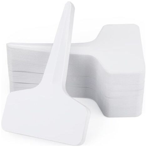 100 pièces étiquettes pour plantes potager, étiquette semis plastique, et stylo, pour jardin exterieur rétiquettes à herbes, blanc (1/5)